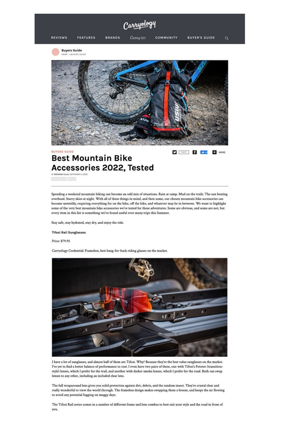 Tifosi Rail Sunglasses - Carryology Buyers Guide September 2022