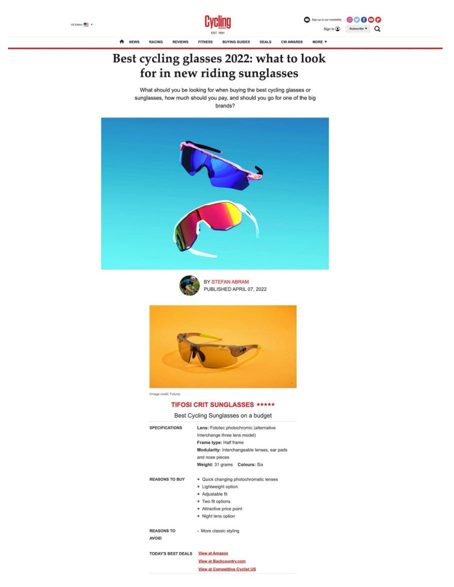Tifosi Crit Sunglasses - Cycling Weekly January 2022