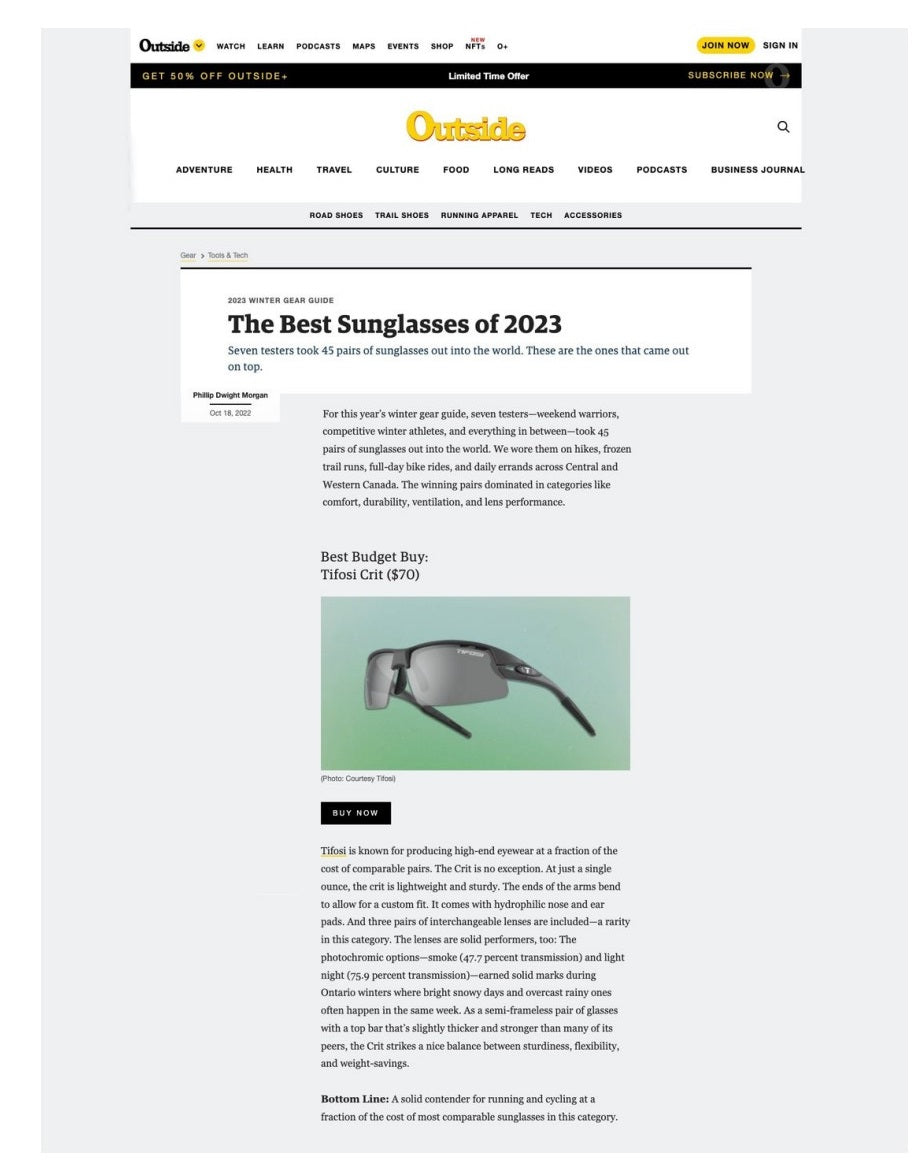Tifosi Crit - Outside Winter Gear Guide 2022 Website