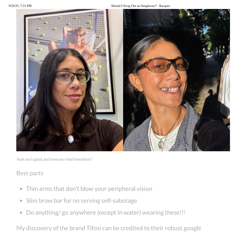 Woman wearing Tifosi Alpe 2.0 prescription glasses