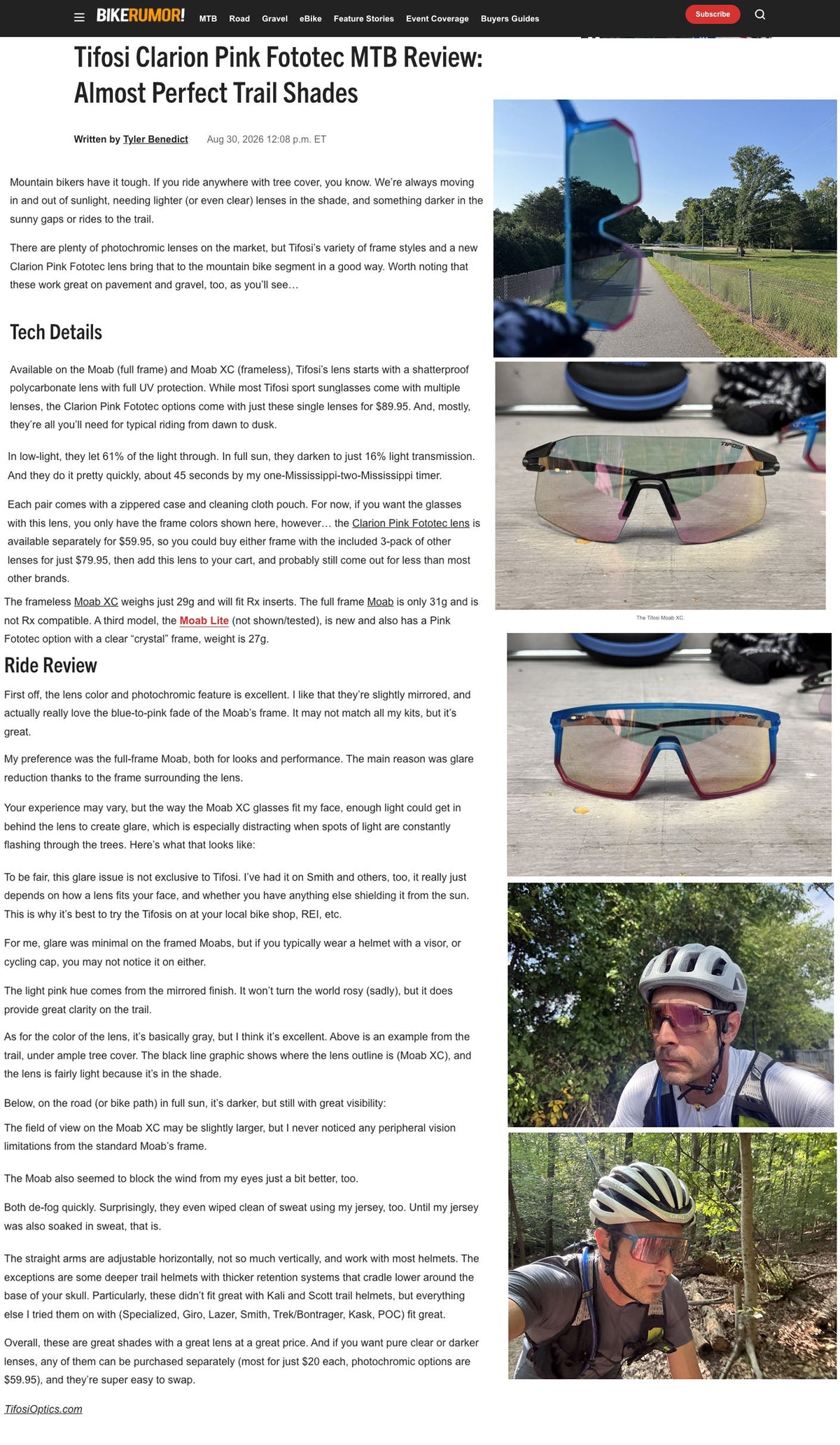 Bikerumor Reviews Tifosi Clarion Pink Fototec for MTB