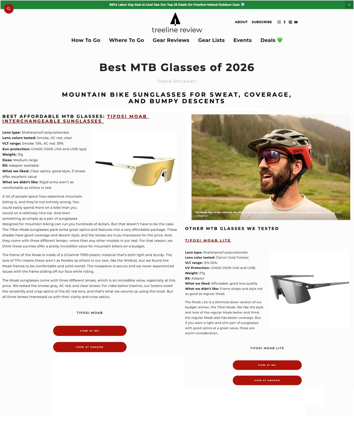Treeline Review Names Tifosi Moab Best Affordable MTB Glasses