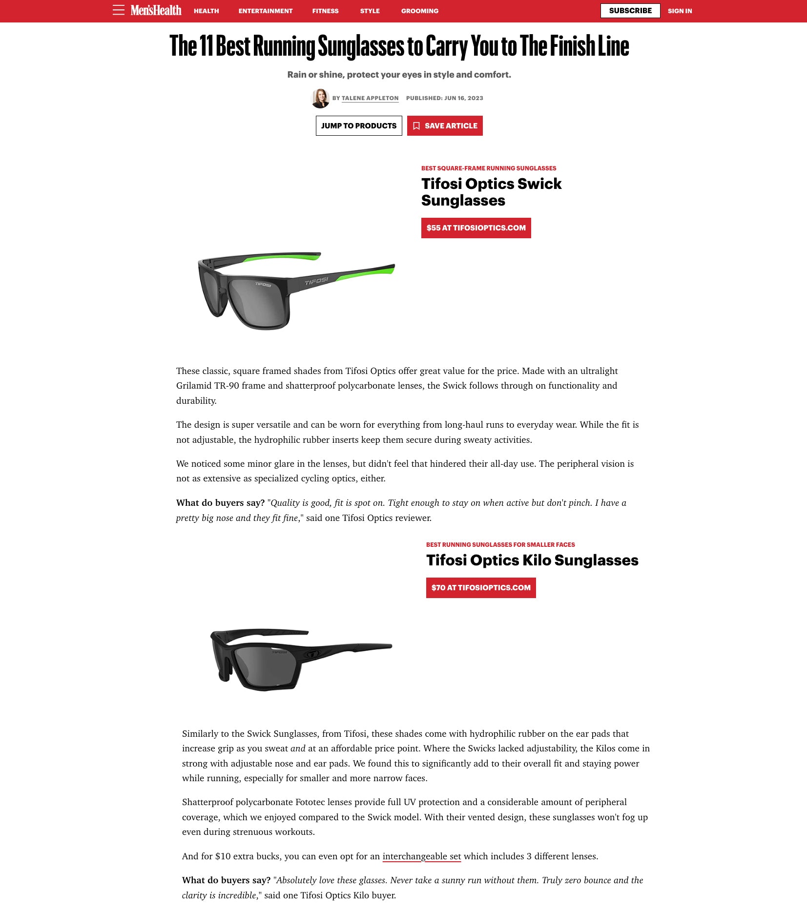 Tifosi Swick & Kilo Review - Mens Health June 2023