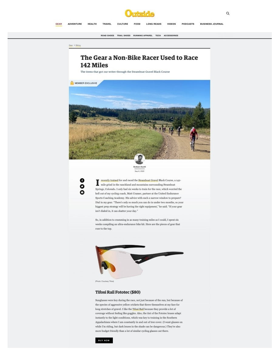 Tifosi Rail Fototec Sunglasses - Outside Magazine September 2022