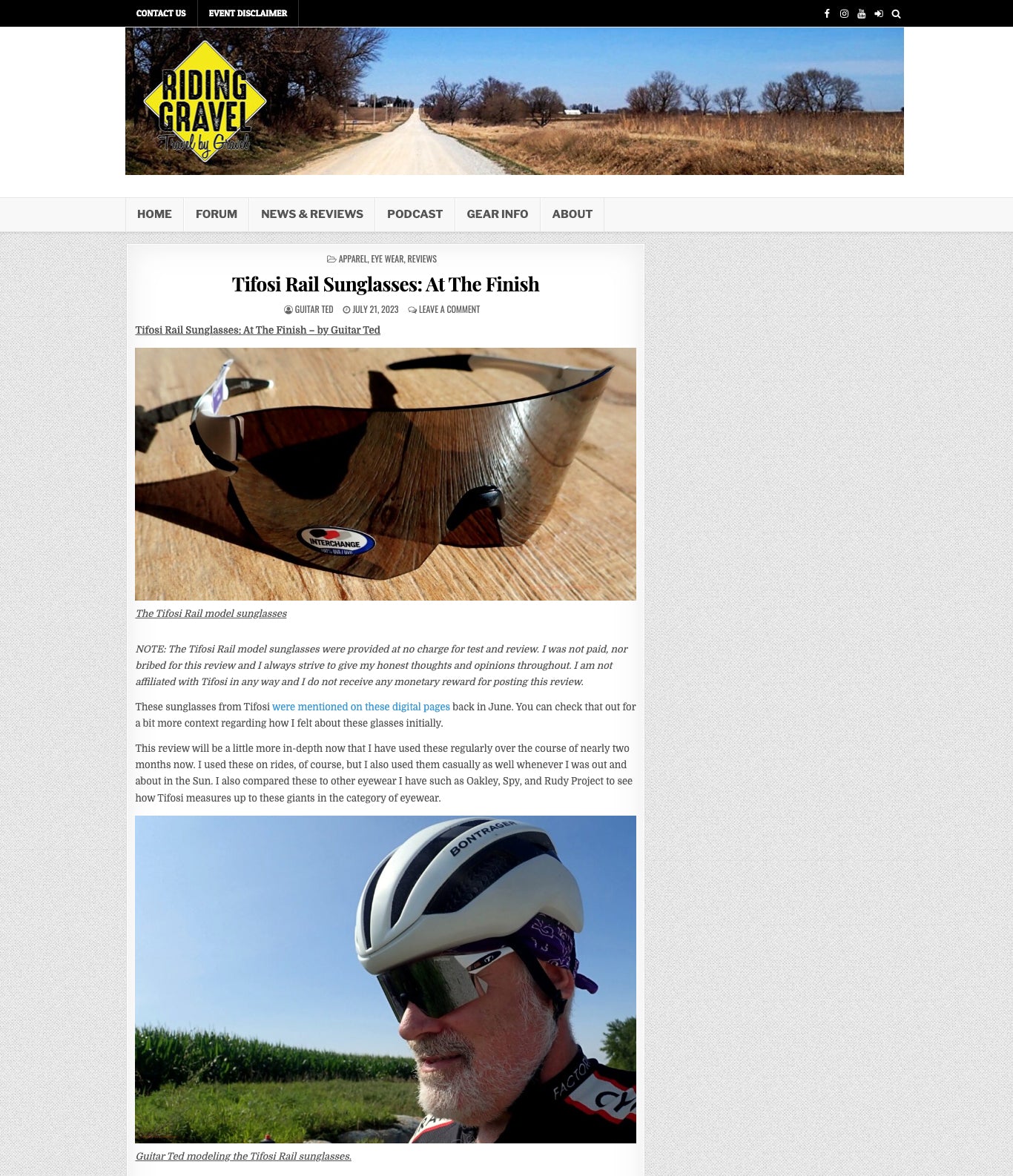 Rail Sunglasses Review - Riding Gravel July 2023