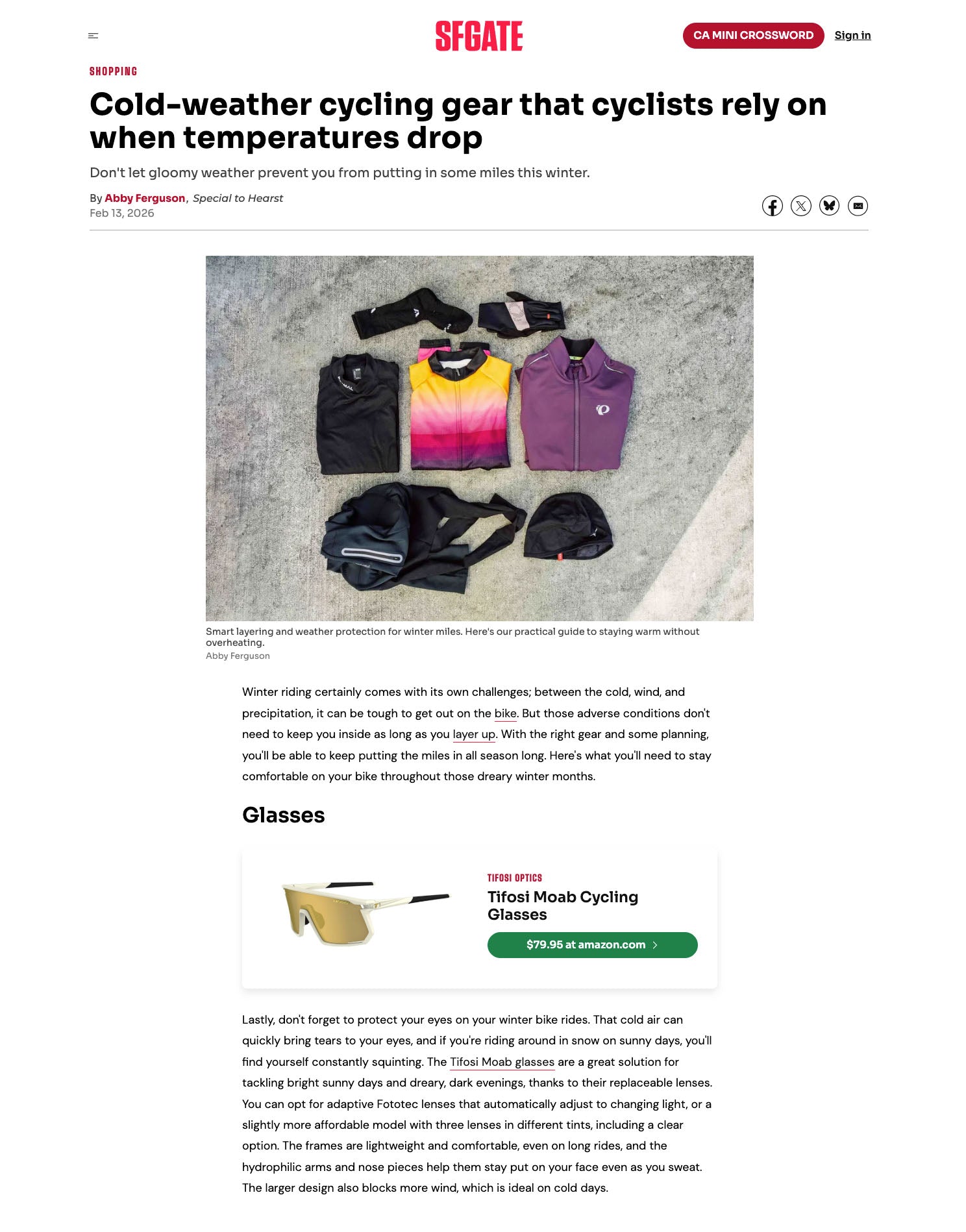 SFGATE Highlights Tifosi Moab for Winter Cycling Eye Protection