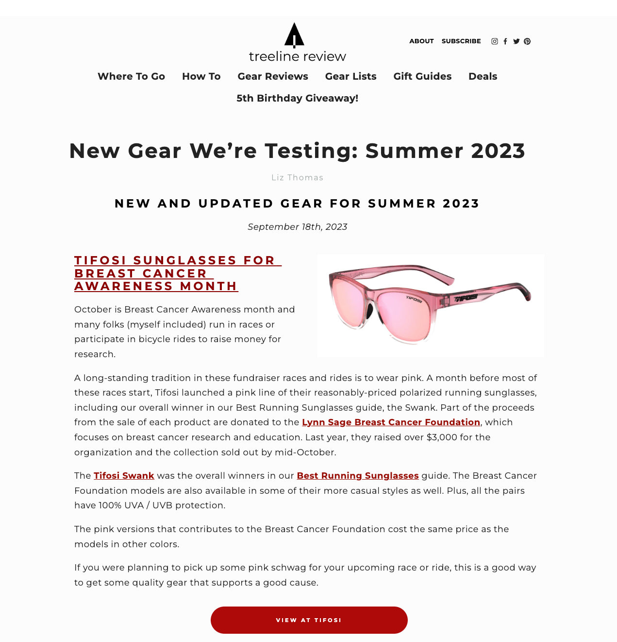 Tifosi Breast Cancer Collection Review