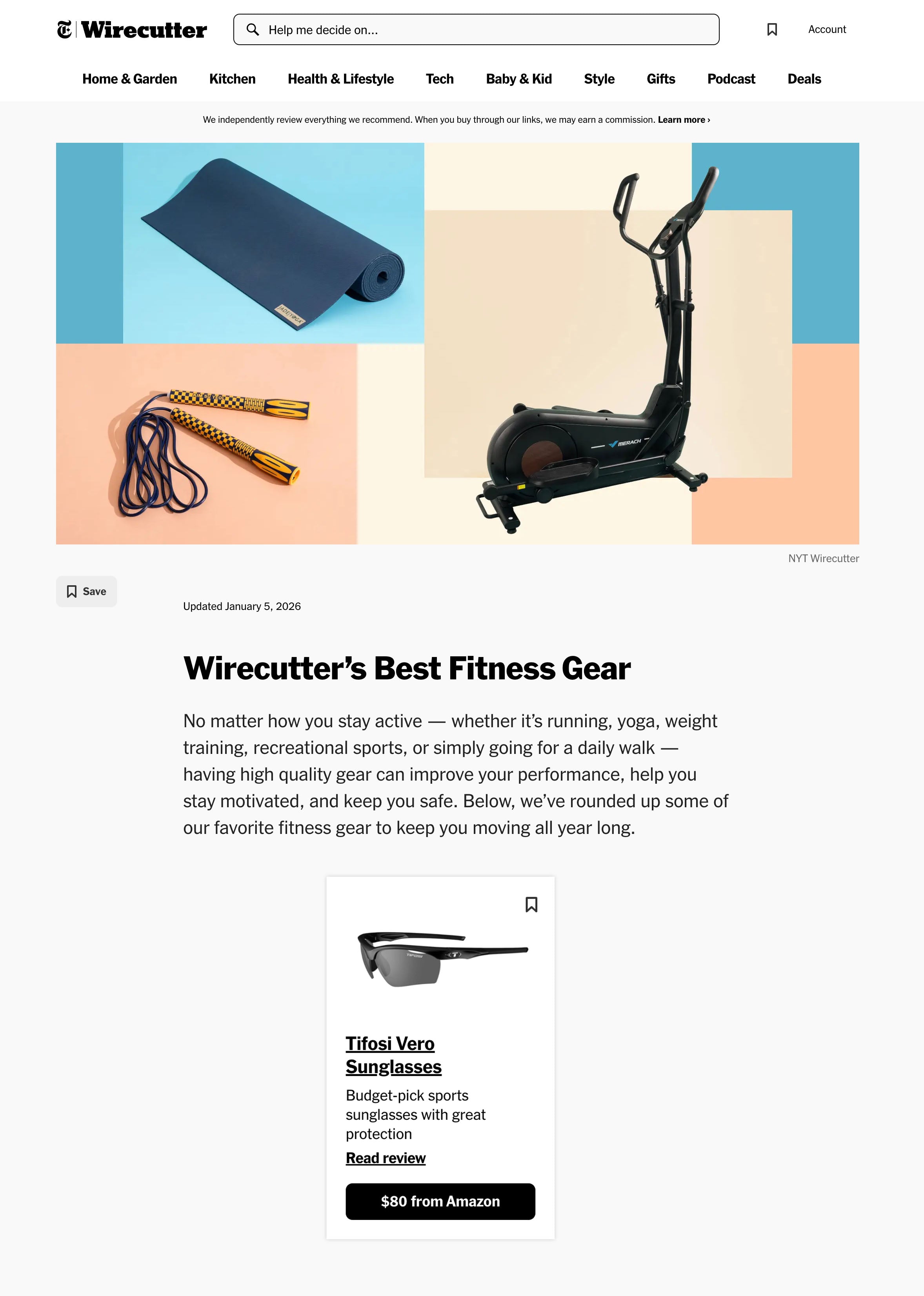 Wirecutter Picks Tifosi Vero as a Budget-Friendly Sport Sunglasses