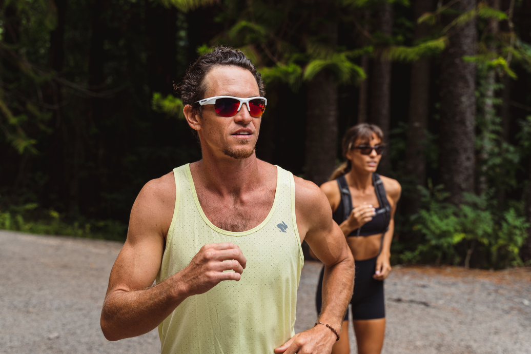 Man wearing running sunglasses