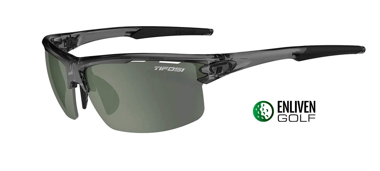 Golf sunglasses with a visible brand logo on a white background