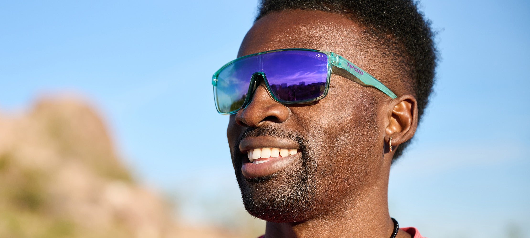 Man wearing Sanctum aqua shimmer