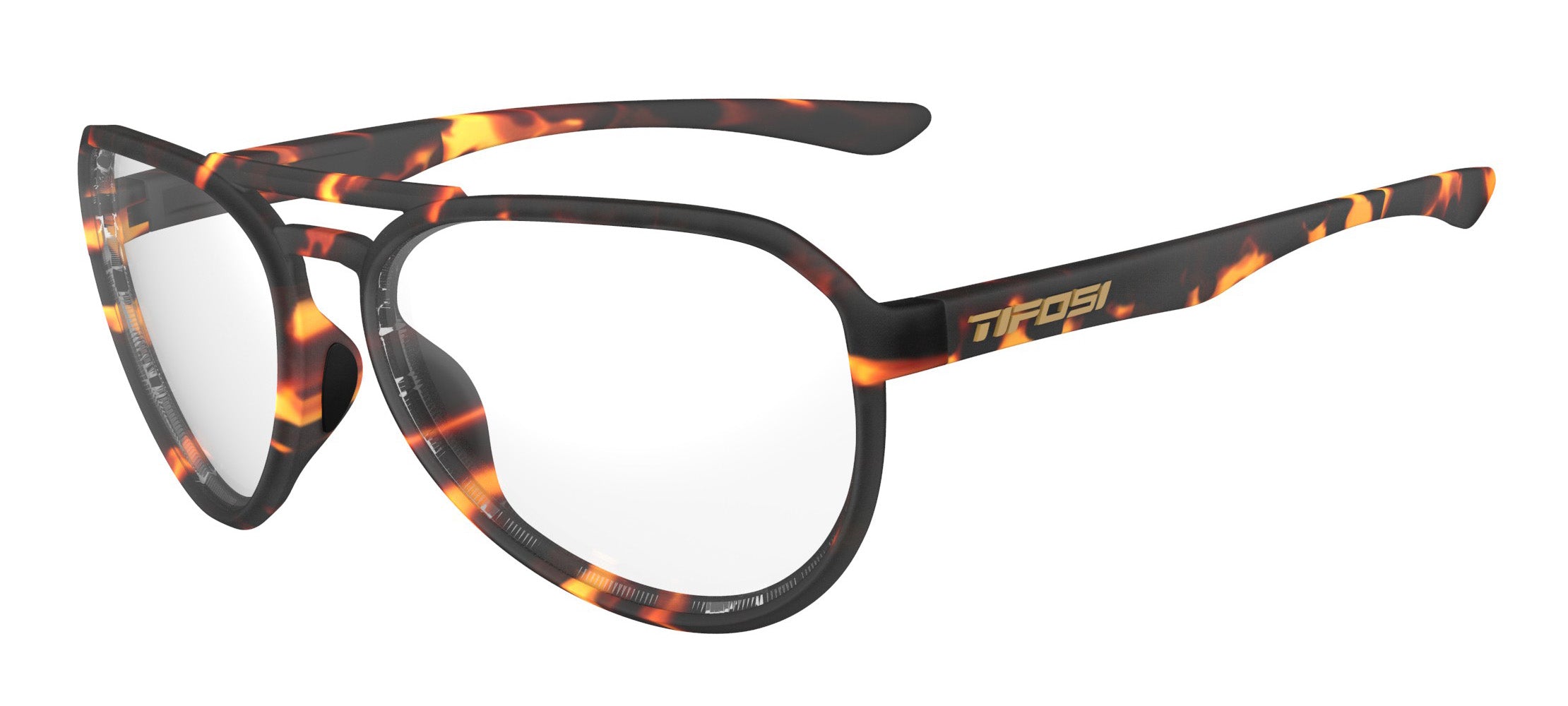 Tortoise frame aviator glasses with clear lenses