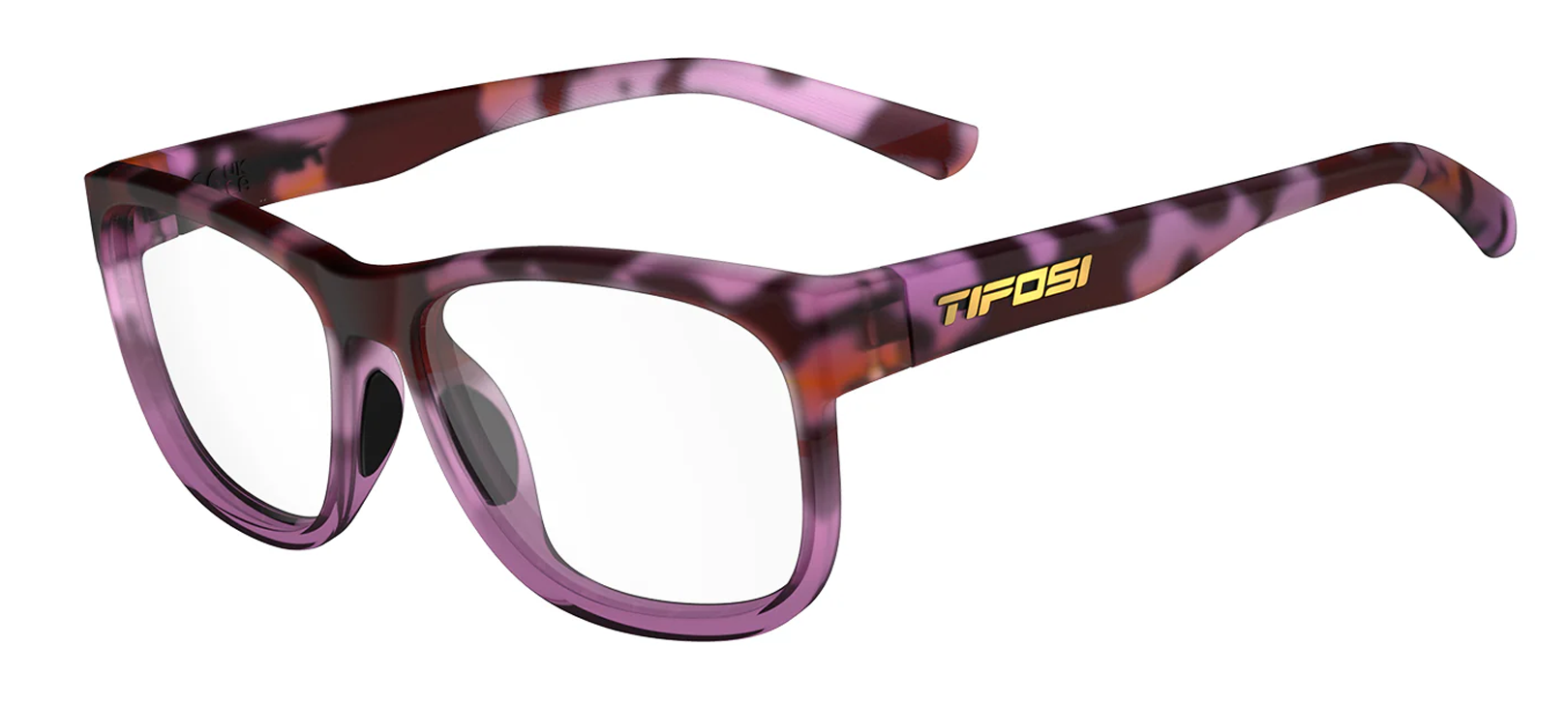 Pink tortoise frame Swank glasses with clear lens