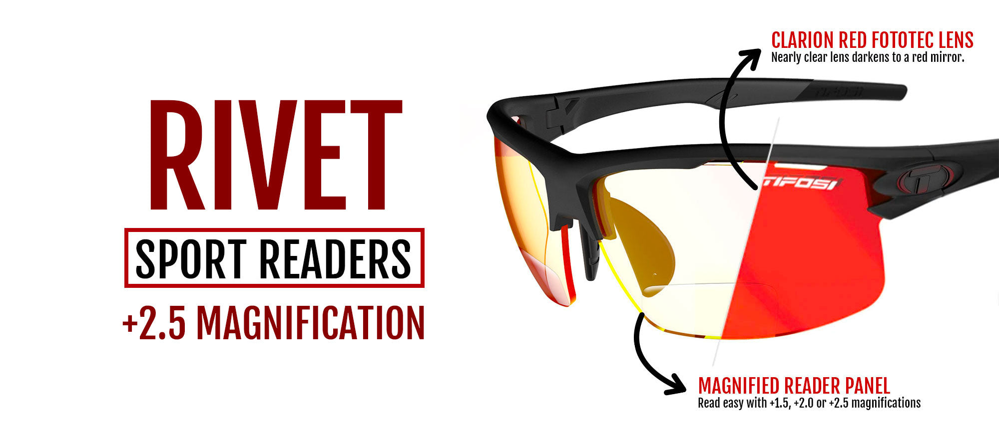Rivet Sports Readers +2.5 Magnification