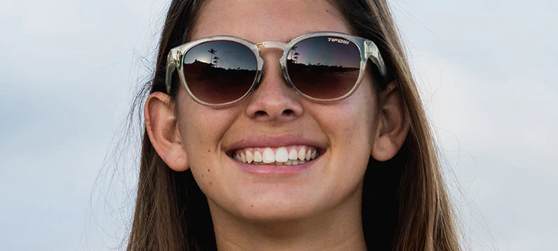 Woman smiling wearing Svago sunglasses