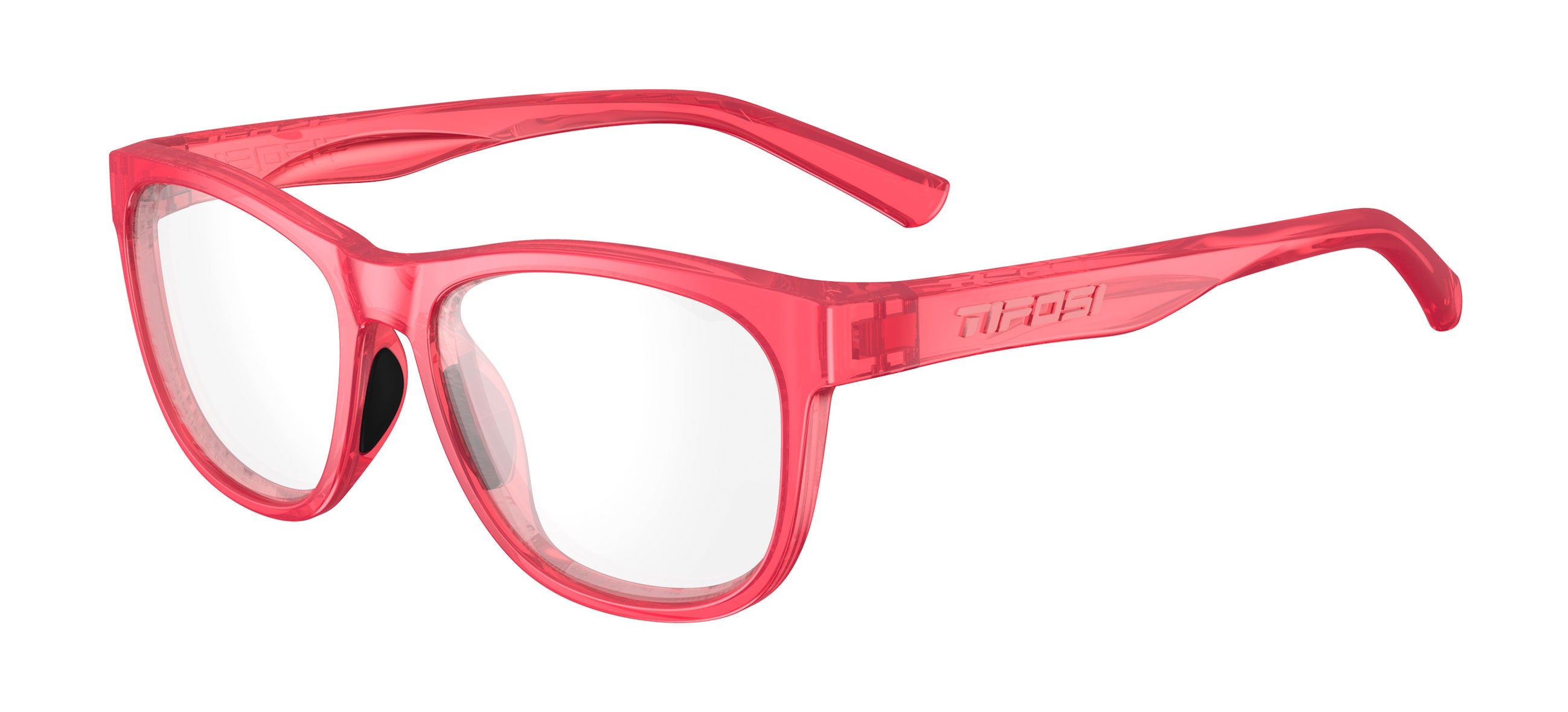 Swank style glasses with radiant rose frame and clear lens