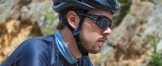 Male Cyclist with Amok Matte Black Interchange Sunglass