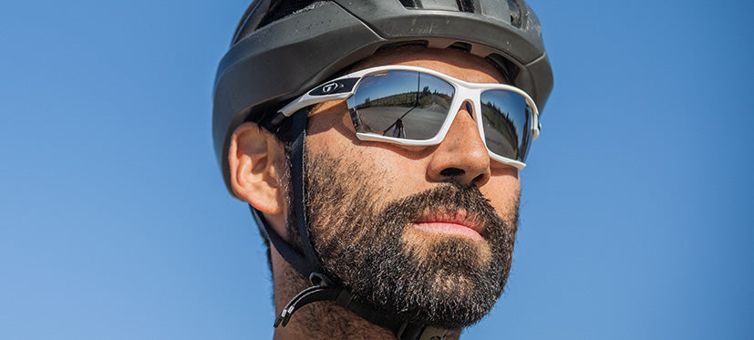 male cyclist kilo white black interchange sunglass