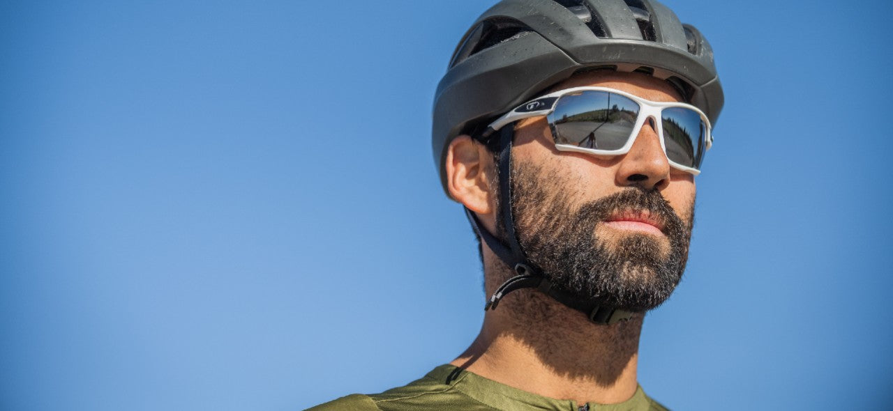 male cyclist kilo white black interchange sunglass