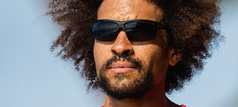 male runner rivet blackout sunglass
