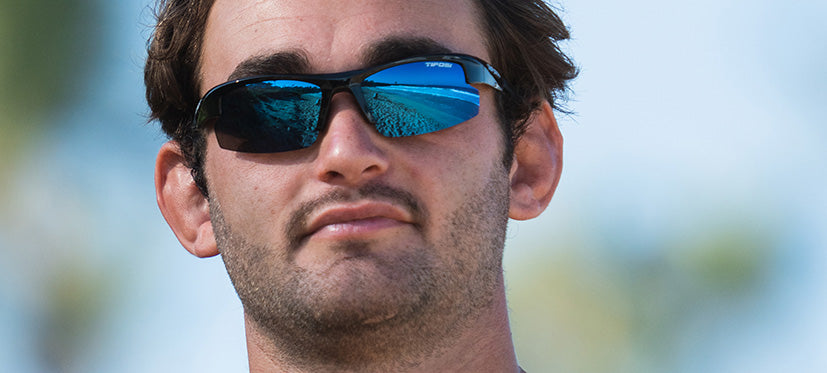 male runner shutout gloss black outdoor sunglass