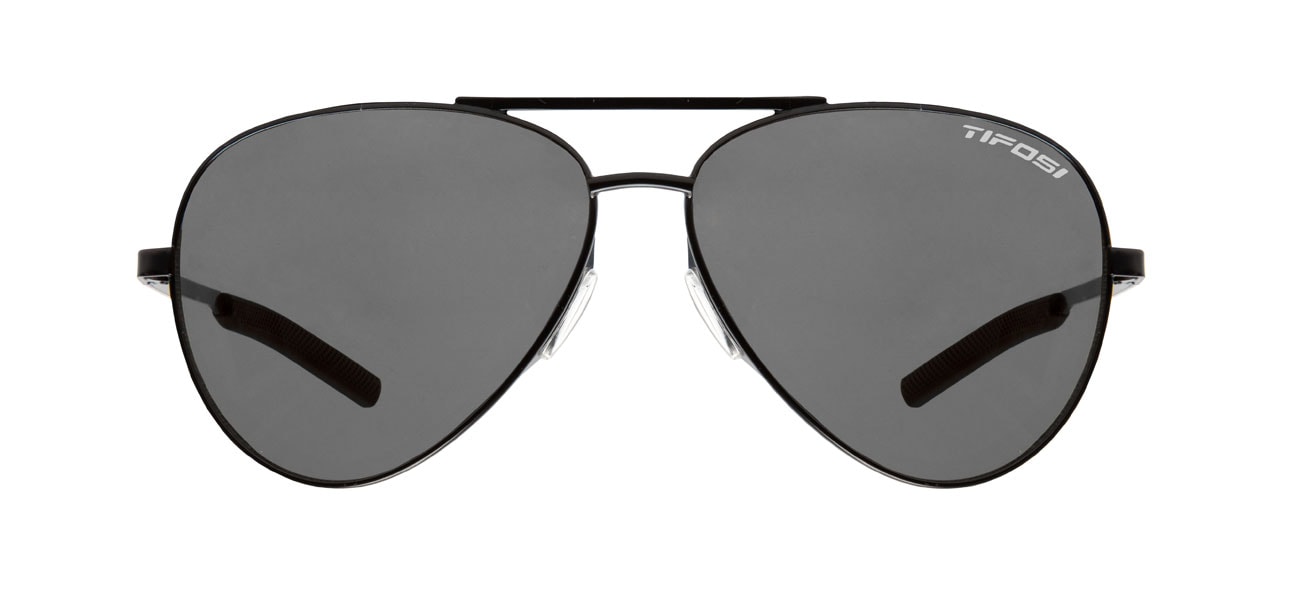 shwae black polarized aviator sunglass front