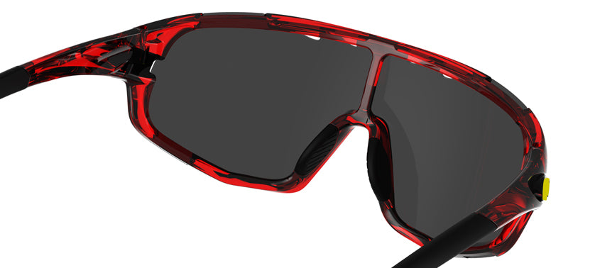 Sledge sport sunglass in crystal red with clarion yellow lens