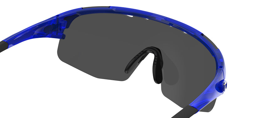 Sledge Lite sport sunglass in midnight navy with clarion yellow back detail