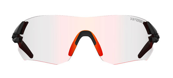 Front view of the Tsali in Matte Black with Clarion Red Fototec lens.