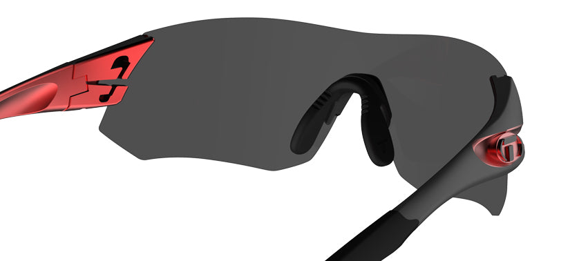 Rear view of the Tsali Gunmetal Red sunglass