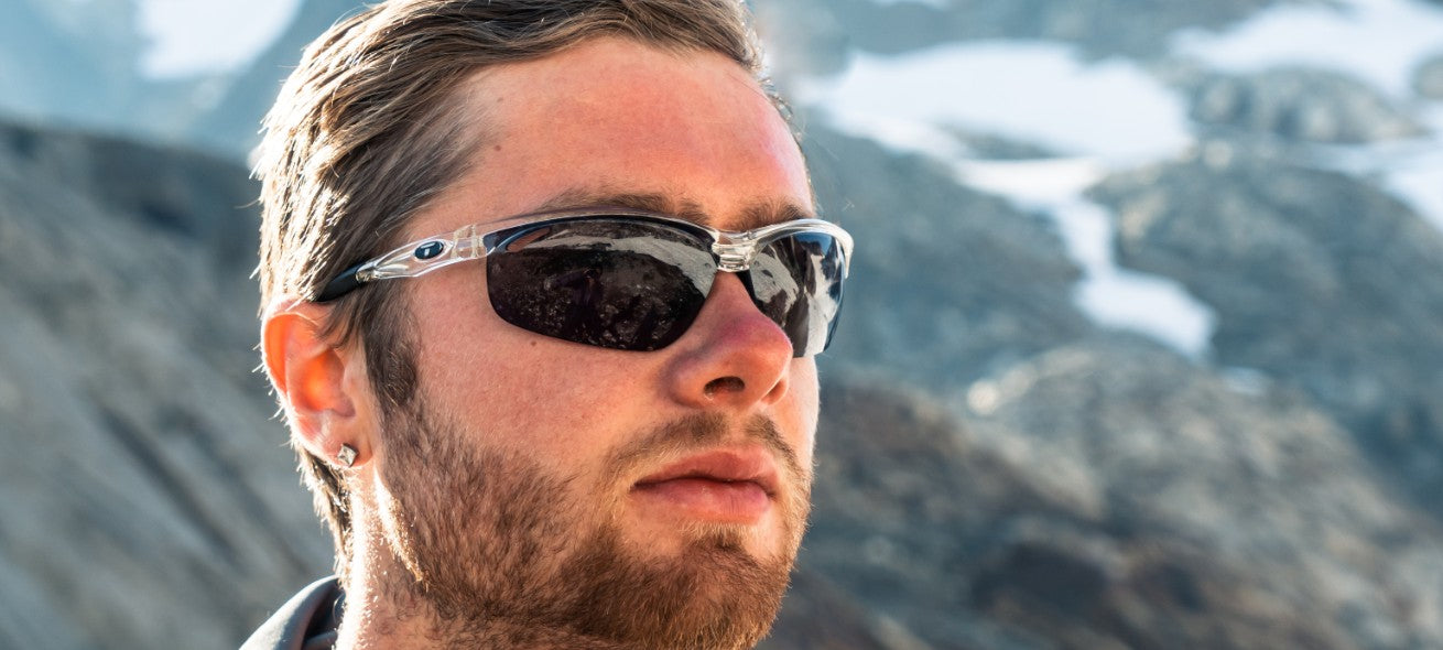 Male wearing Veloce Crystal Clear