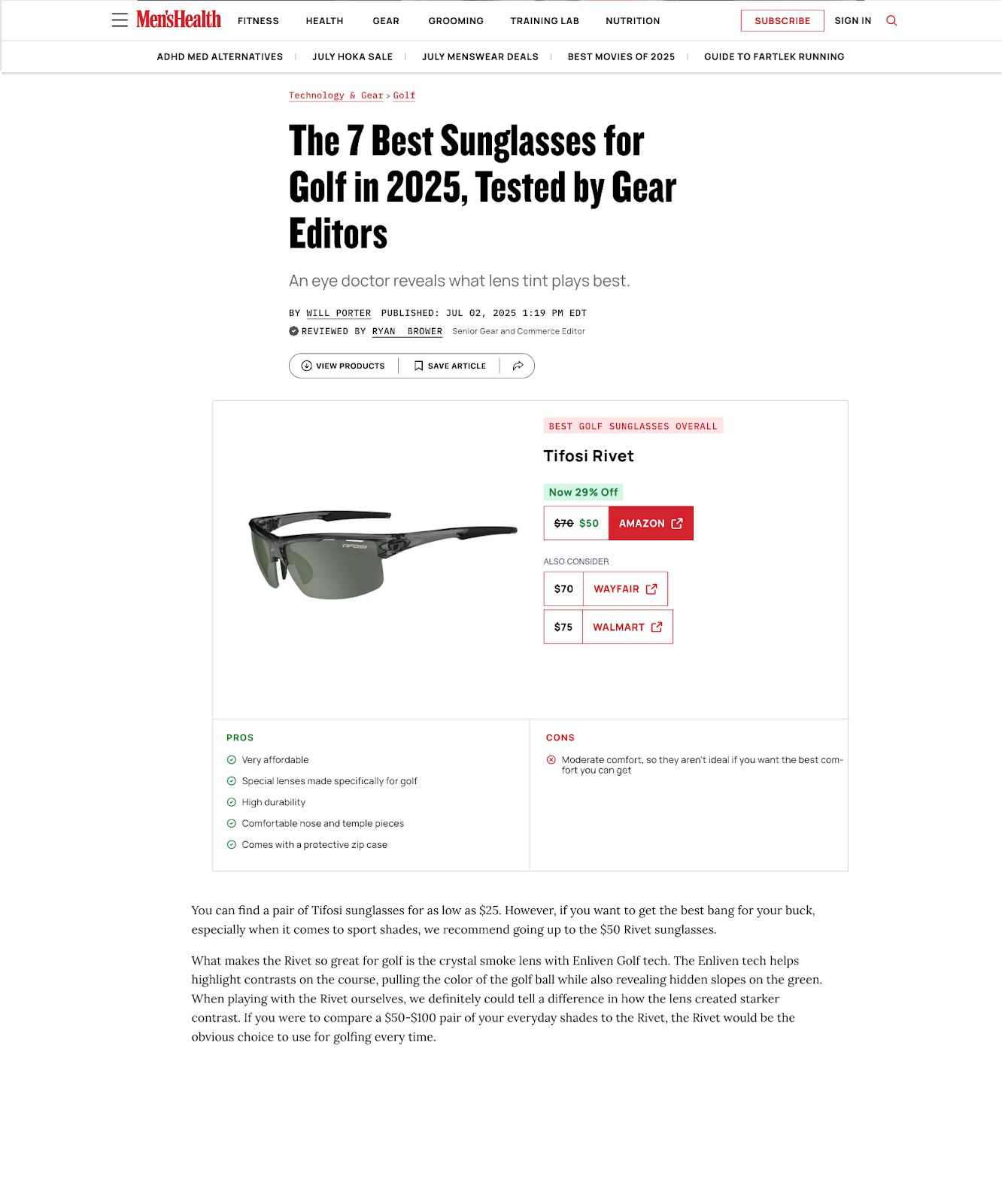 Tifosi Rivet Review: The 7 Best Sunglasses for Gold in 2025, Tested by Gear Editors