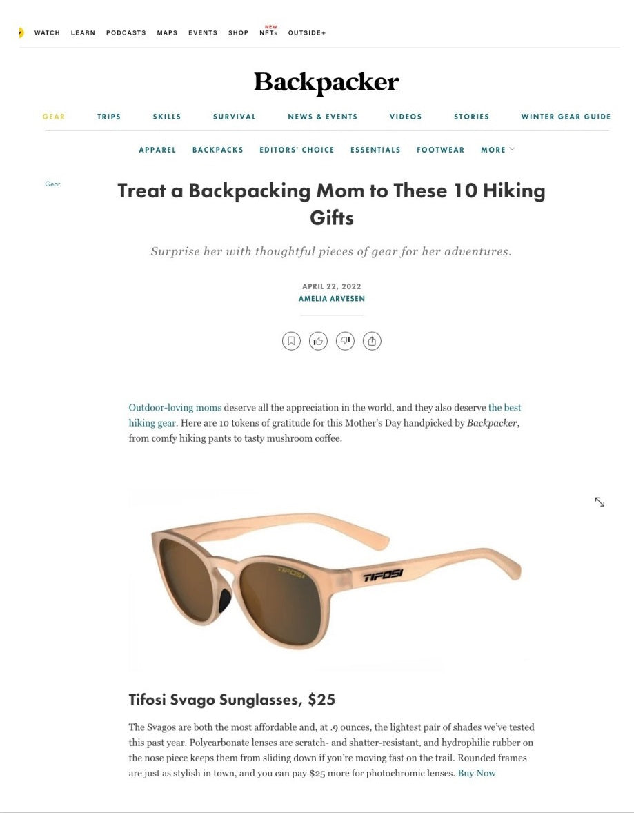 Tifosi Svago Sunglasses - Backpacker April 2022