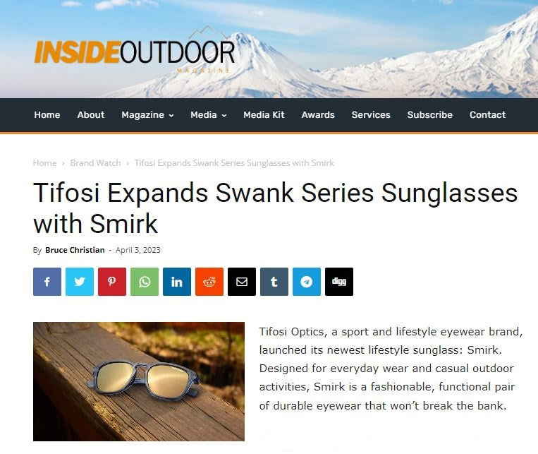 Tifosi Expands Swank Series Sunglasses with Smirk