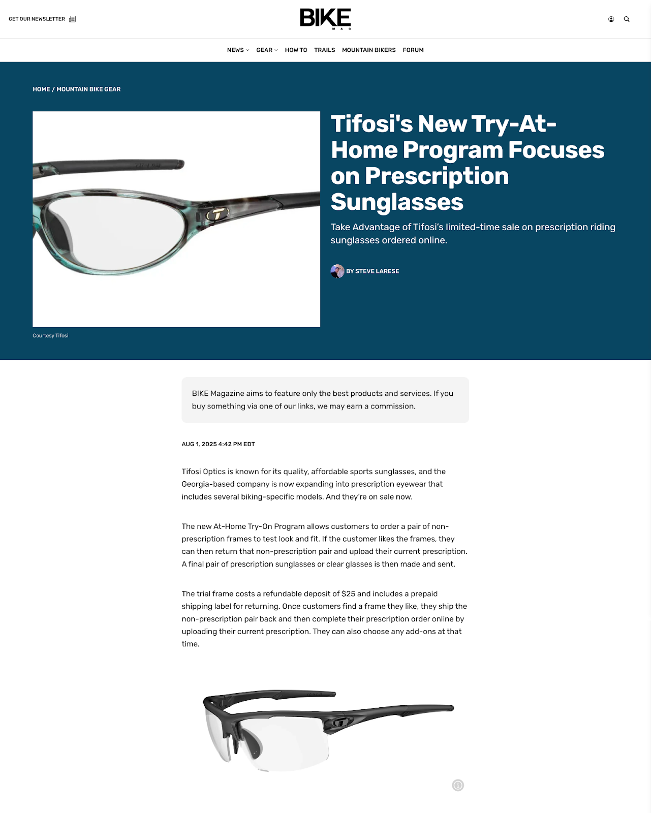 Tifosi's New Try-At-Home Program Focuses on Prescription Sunglasses