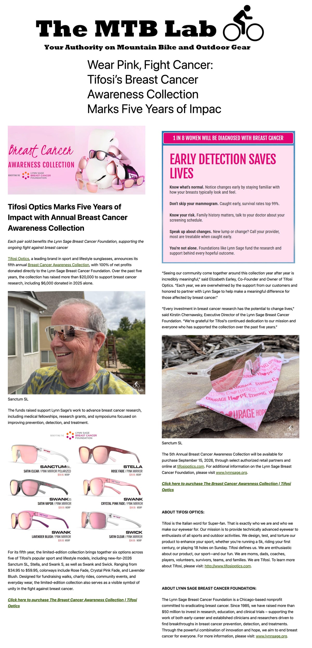 The MTB Lab Covers Tifosi’s Fifth Annual Breast Cancer Awareness Collection