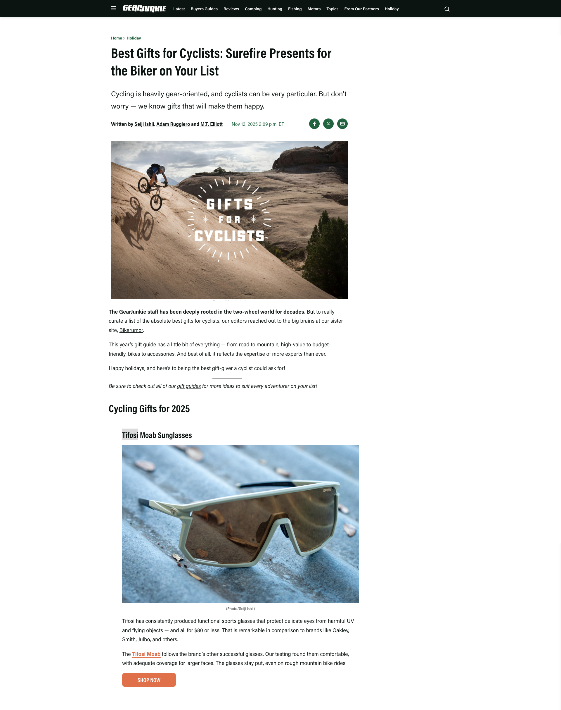 Best Gift for a Cyclist: Tifosi Moab Sunglasses