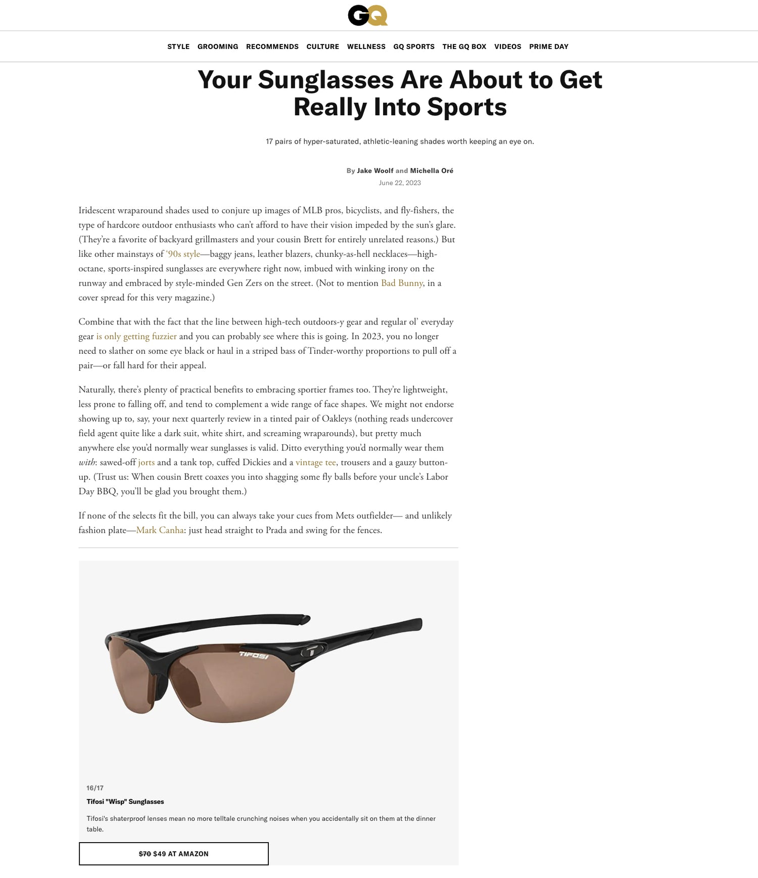 Tifosi Wisp Sport Sunglasses - GQ June 2023