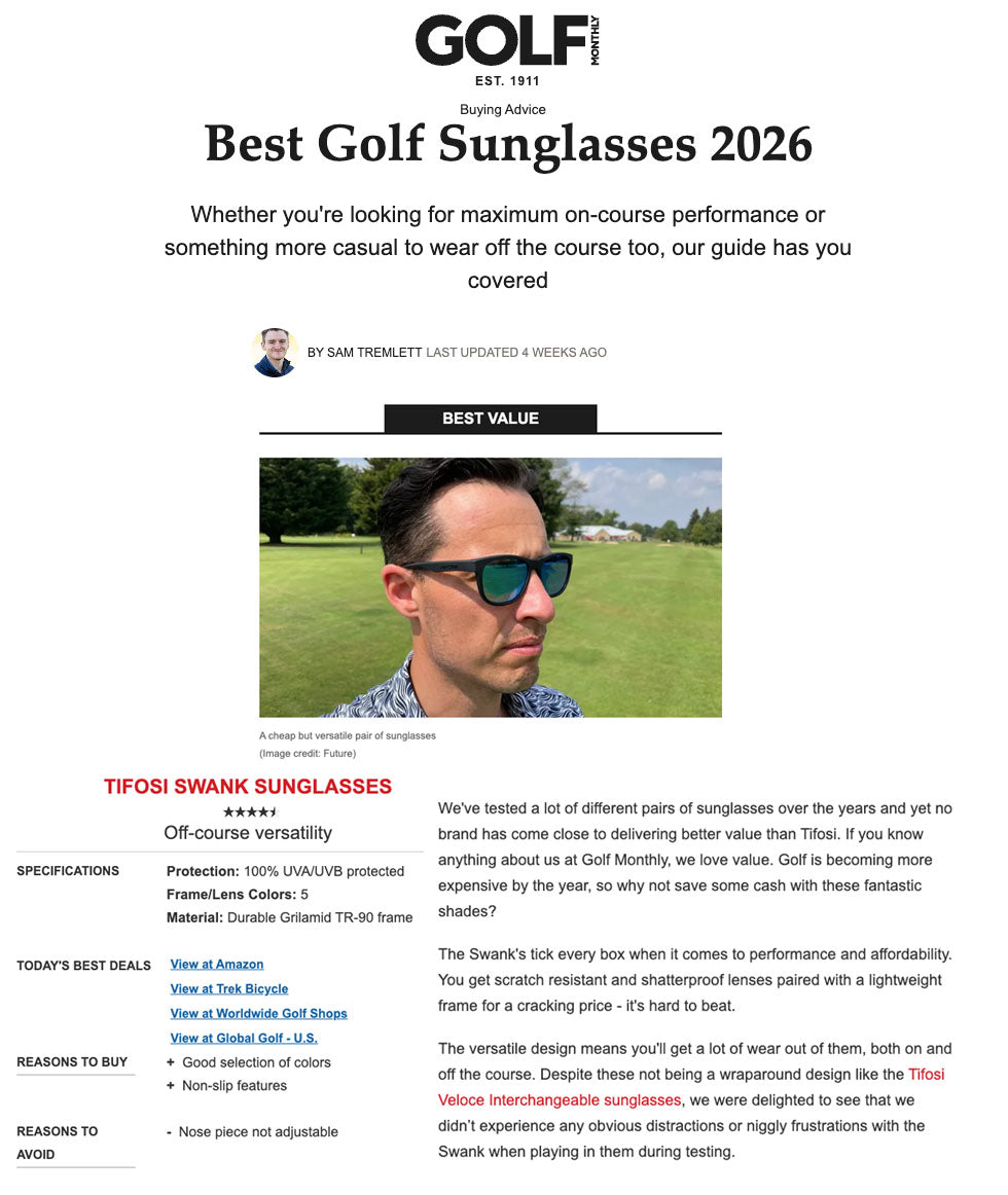 Best Value Golf Sunglasses 2026: Tifosi Swank