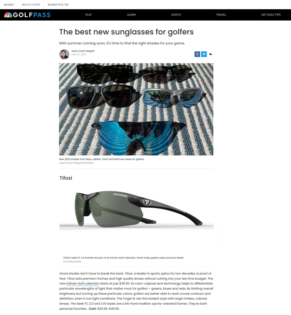 The Best New Sunglasses For Golfers NBC Golfpass May 2023 Tifosi Optics