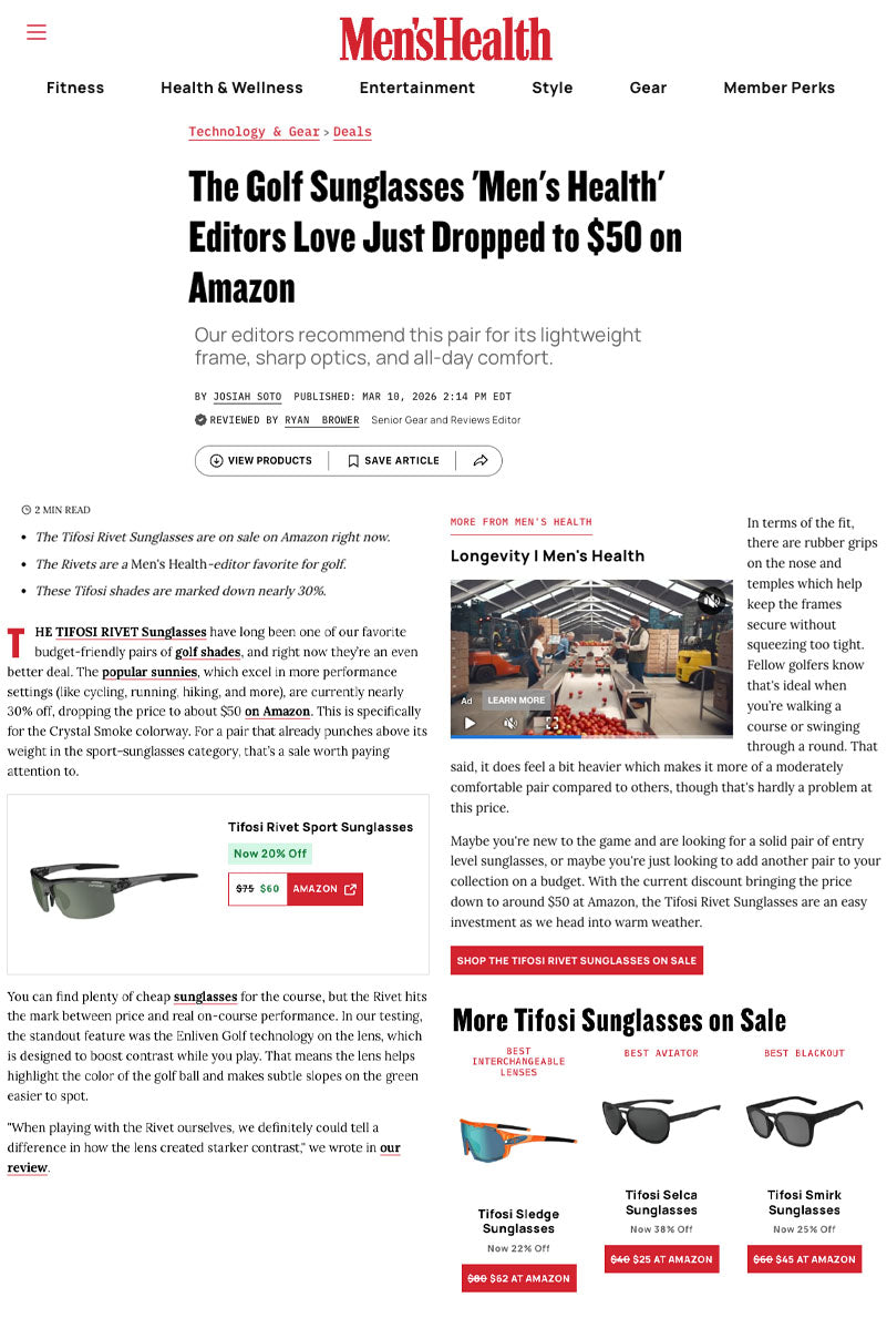 Men’s Health Flags a Deal on Tifosi Rivet Sport Sunglasses for Golf