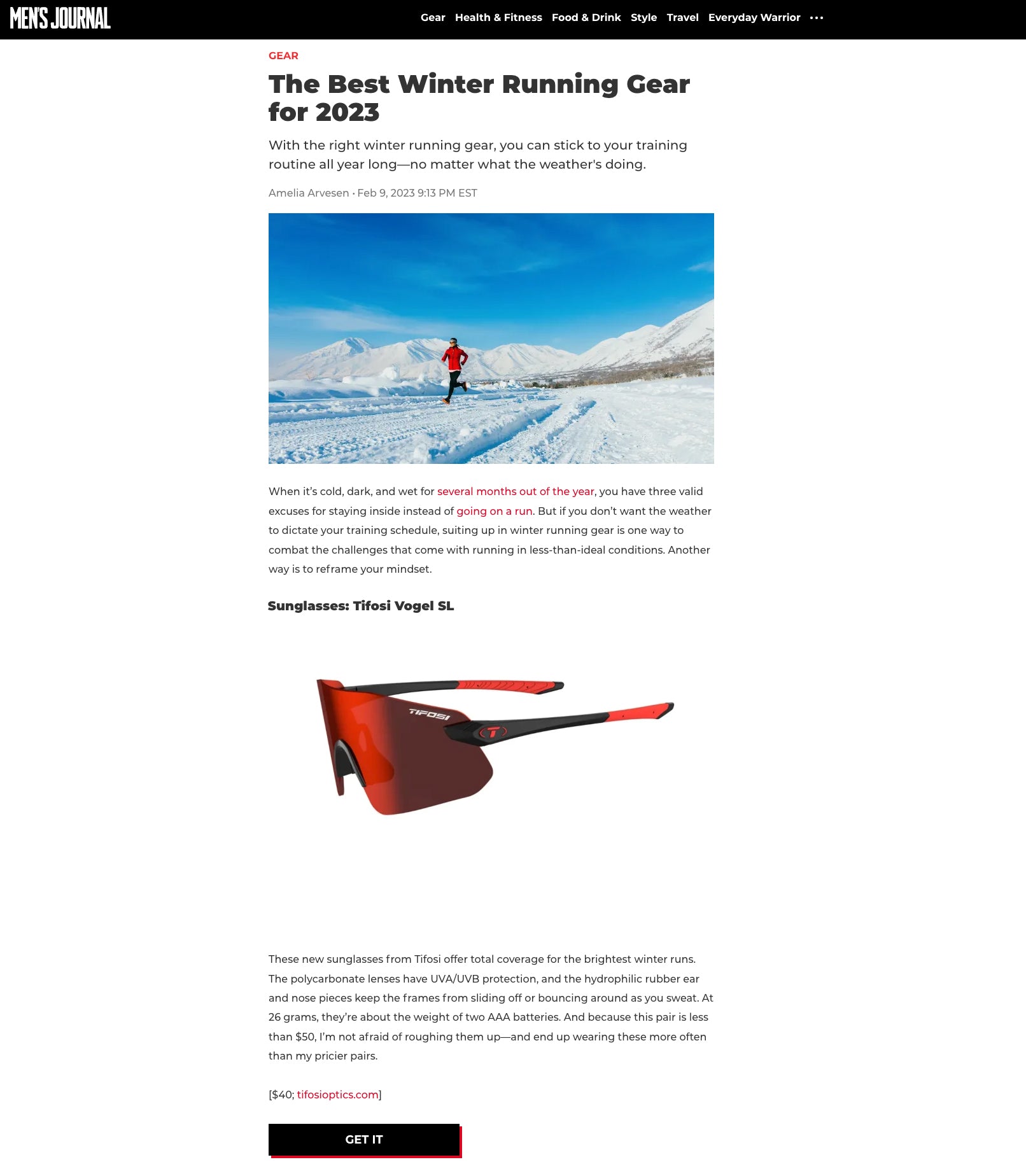 Tifosi Vogel SL Running Sunglasses - Mens Journal February 2023
