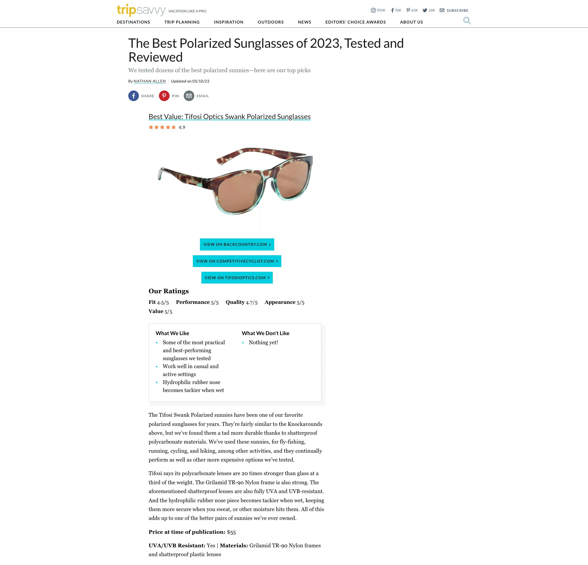 Best Polarized Sunglasses of 2023 - Tripsavvy May 2023