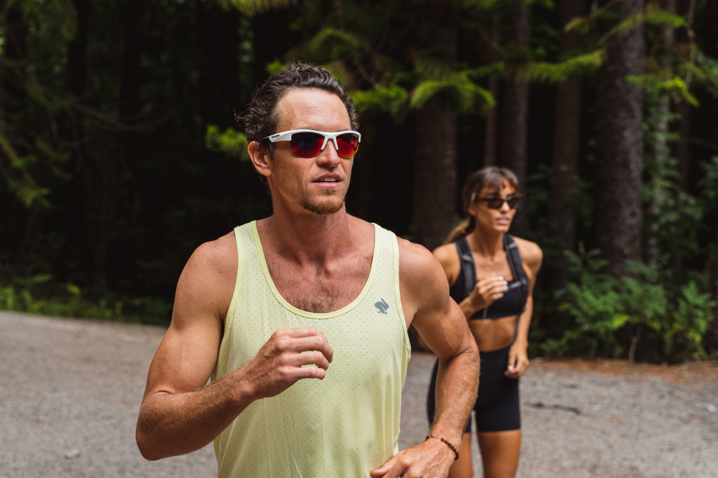 Man wearing running sunglasses 