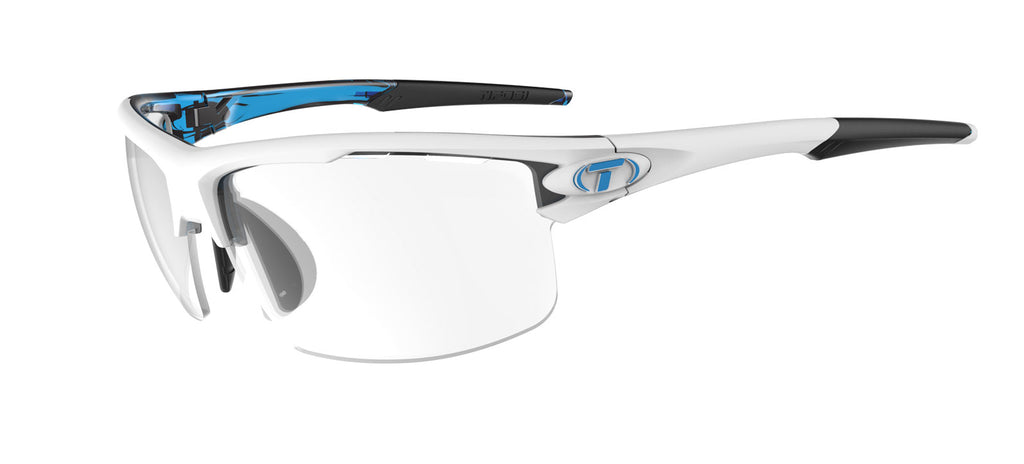 Sunglasses For Tennis Players  White Frame & Blue Mirrored UV Lenses