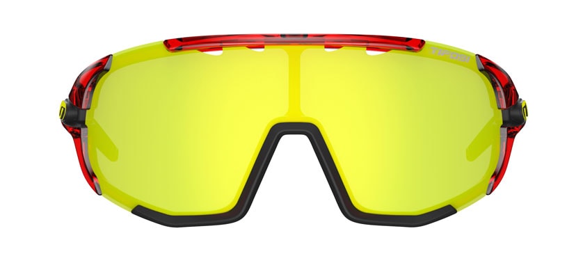 Sledge sport sunglass in crystal red with clarion yellow lens