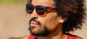 Swank XL woodgrain with brown polarized lens