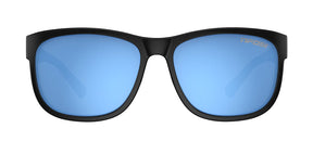 Swank XL gloss black with sky blue lens front view