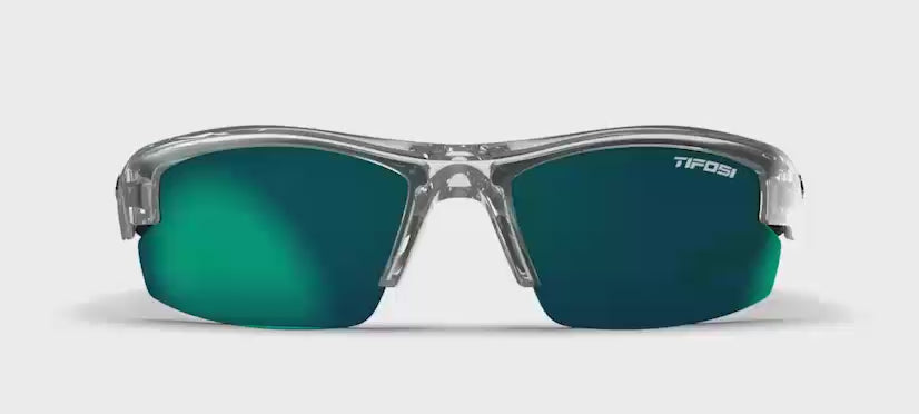 Shutout crystal clear sport sunglass with smoke green lens turntable video