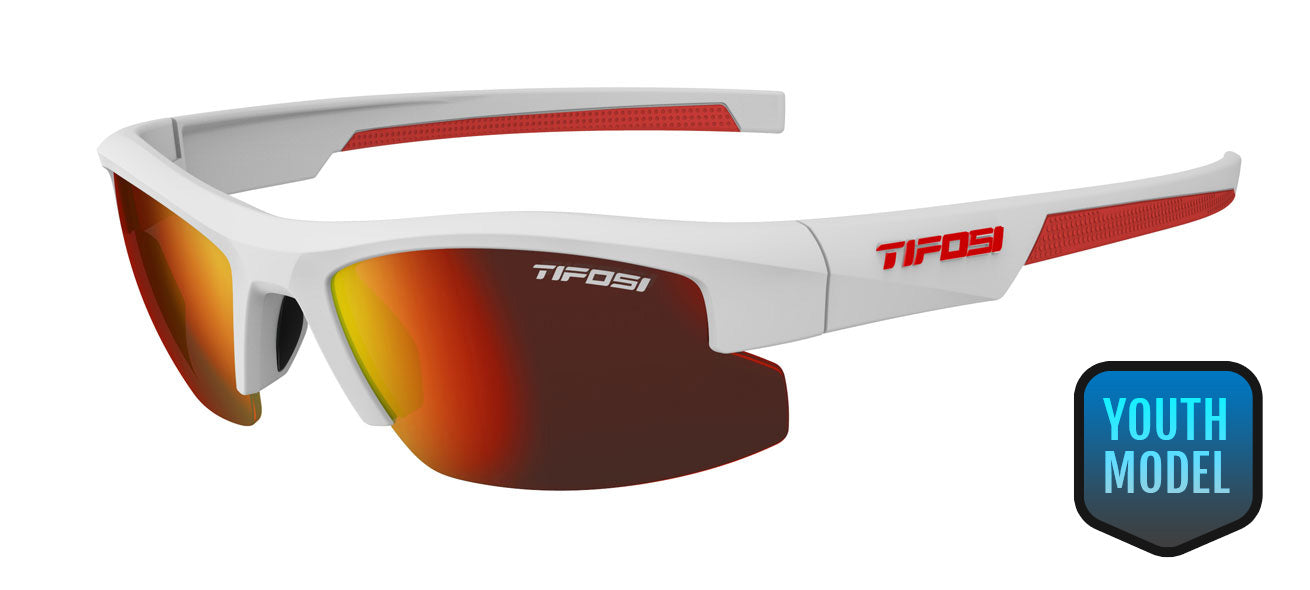 Shutout youth sport sunglass in white/red